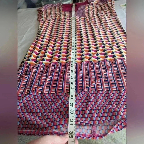 Laundry by Shelli Segal Dress Geometric Cap Sleeve V-Neck Pink Orange Career M - Picture 10 of 11